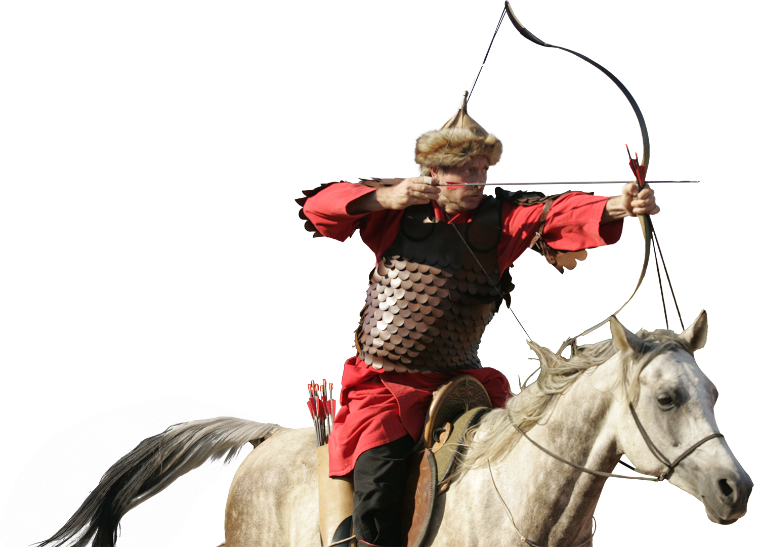 horse archer aims at the horse while galloping